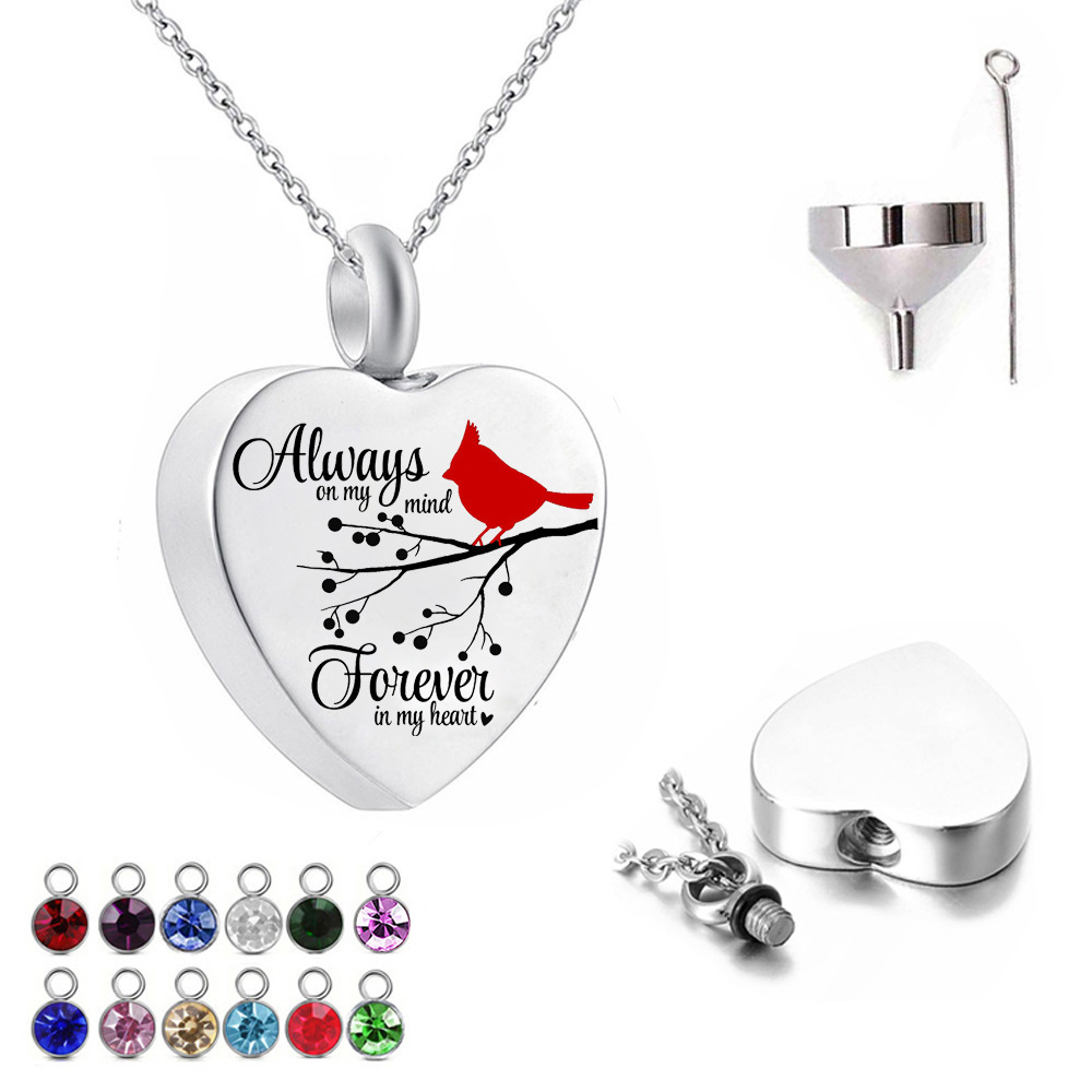 AliExpress de acero inoxidable torcido melocotón en forma de corazón collar de hombres y mujeres de estilo europeo y americano ataúd cinerario letras conmemorativas colgante de amante de mascotas