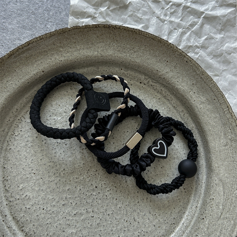 Banda de pelo marrón leche de cinco piezas de alta cuerda de Pelo elástico Corazón de niña engrosada Cola de Caballo banda de goma cuerda de pelo de estilo japonés y coreano Nuevo