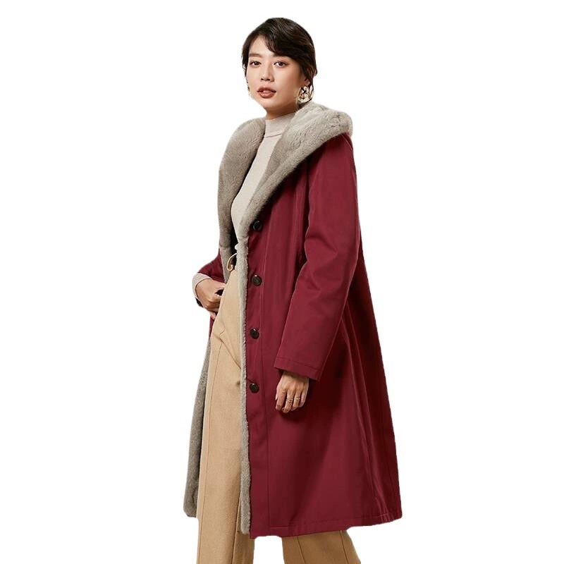 Down coat (women's), mid‑length, European style, warm insulated winter jacket
