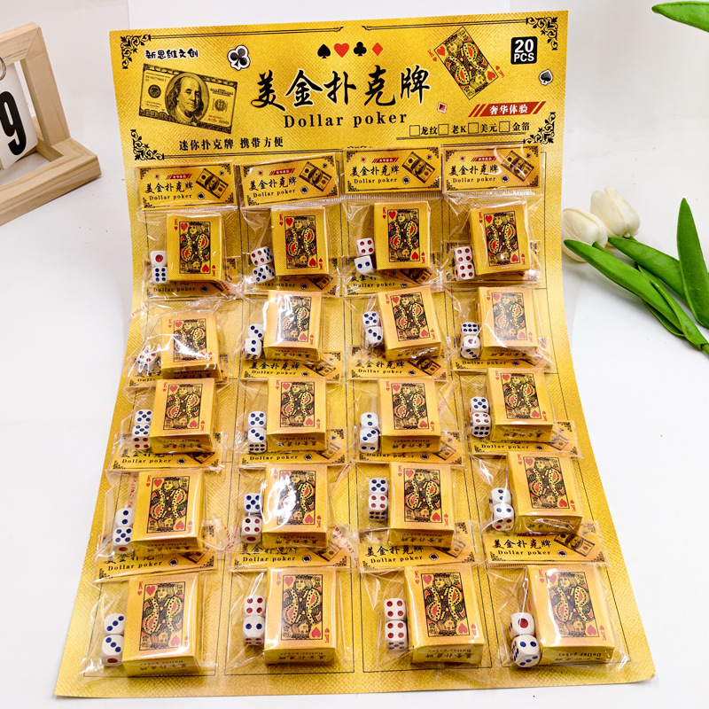 Gold Mini Poker Card And Dice Set, Ultra-small Poker Cards, Miniature...