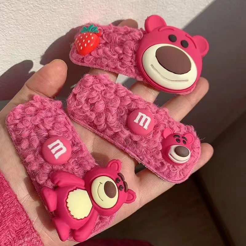 大きなイチゴクマのヘアクリップ、かわいいぬいぐるみ風漫画ヘアピン、女の子らしい甘いシャーククリップ、新しいヘアアクセサリー、ヘアピン|undefined