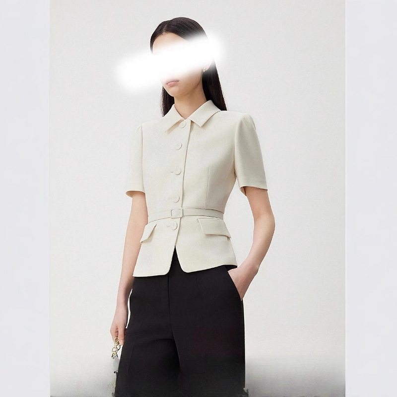 Summer New Short-sleeved Lapel Suit Jacket Elegant Commuter Office Female Boss Wear