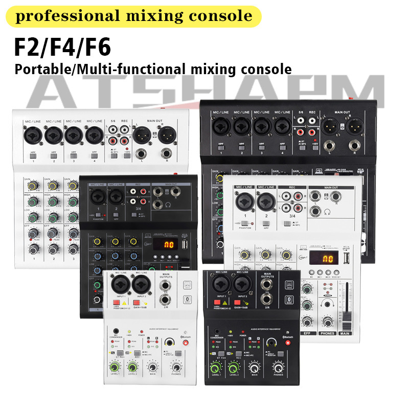 Cross-Border 2-Channel, 4-Channel, 6-Channel Professional Compact Mixer with Bluetooth and Reverb Effect for Microphone, Karaoke, Stage Performance, and Conferences Cross-Border 2-Channel, 4-Channel, 6-Channel Professional Compact Mixer with Bluetooth and Reverb Effect for Microphone, Karaoke, Stage Performance, and Conferences