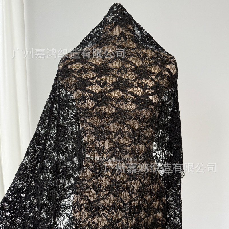 Tejido de encaje de burbuja plegado tela de encaje tridimensional base de encaje elástico fabricantes de ropa de mujer en stock