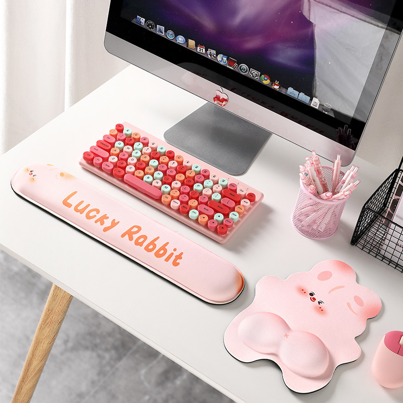 Cute y feliz pescar protector de muñeca almohadilla de ratón protector de muñeca teclado de mano almohadilla de teclado de oficina almohadilla de ratón para niñas