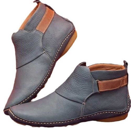 Fall/Winter Women's Shoes: Fashionable Velcro-Strap Flat Ankle Boots in Plus Sizes, Inspired by Dr. Martens