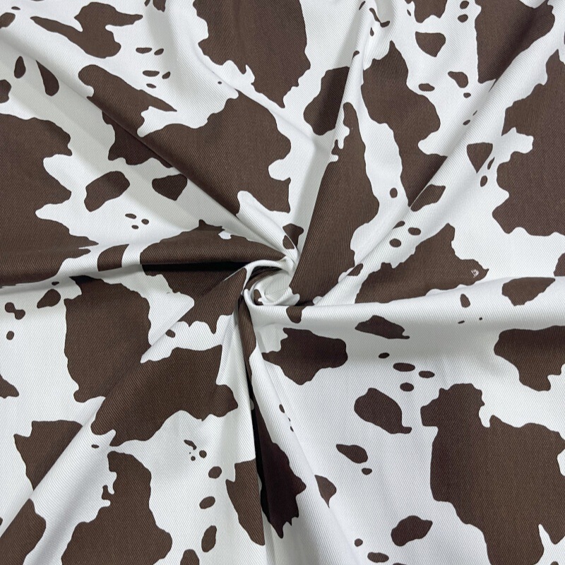 ins风奶牛纯棉布料牛仔印花布料 DIY手工衣服服装斜纹面料|undefined