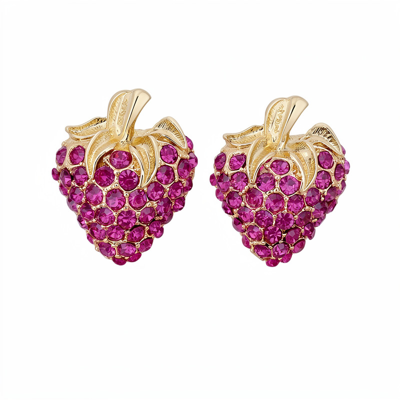 Medieval vintage aguja de plata con diamantes pernos de fresa retro exquisitos pendientes de nicho ligero lujo alta sensación de pendientes para mujeres image 6