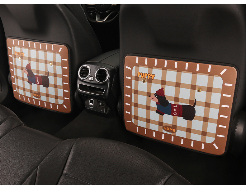 Cute Cartoon Dachshund Car Seat Back Anti-Kick Pad Anti-Dirt Pad Children's Rear Seat Anti-Kick Anti-Scratch Pad