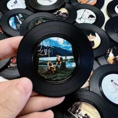 NFC 冷蔵庫マグネット磁気音楽 CD プチギフトレトロビニールレコードコンサートサポート素材ミニコースター