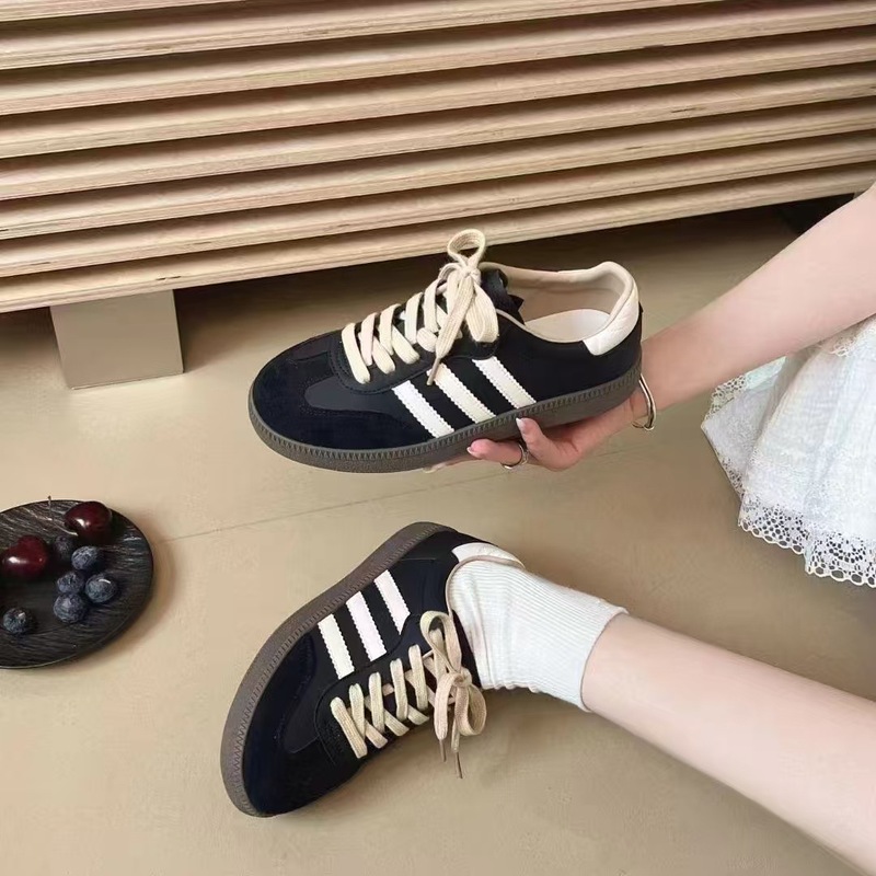 女鞋子2025新款春秋板鞋休闲运动鞋复古小白德训鞋平底鞋|undefined