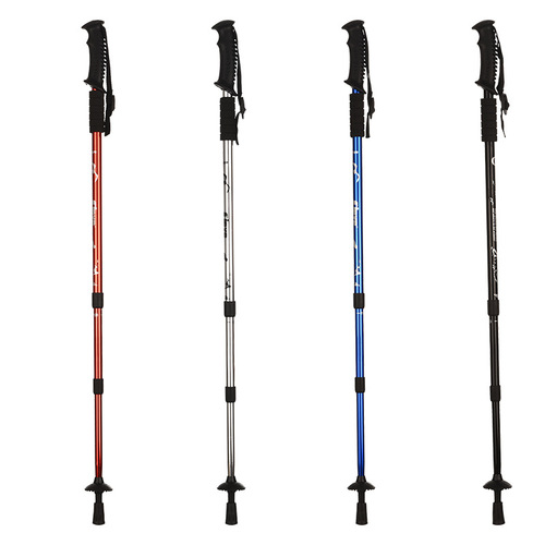 Cleye Aluminum Three-Section Telescopic Trekking Poles with T-Handle Straight Handle Hiking Staff Outdoor Gear Trekking Poles