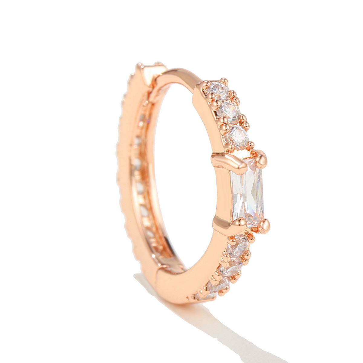 2022 Korean geometric rectangular zircon copper earrings