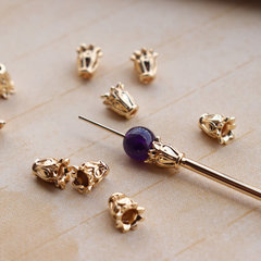 鑄銅鈴蘭花流蘇帽吊墜神棍珠托diy古風漢服飾品配件髮簪保色材料