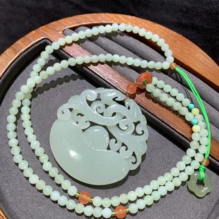 Jin Yu Tang Xinjiang set of Hetian jade Shuanglong protect the main warm and delicate oily full bracelet core carving
