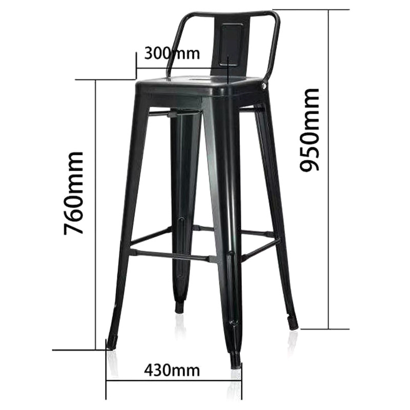 Cafetería sillas al por mayor sillas apilables moda barra de metal hierro forjado taburete alto silla de comedor industrial