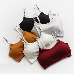 Cross-border letter shoulder strap anti-slip girl sports beautiful back corset seamless push-up bra student strap underwear for women
