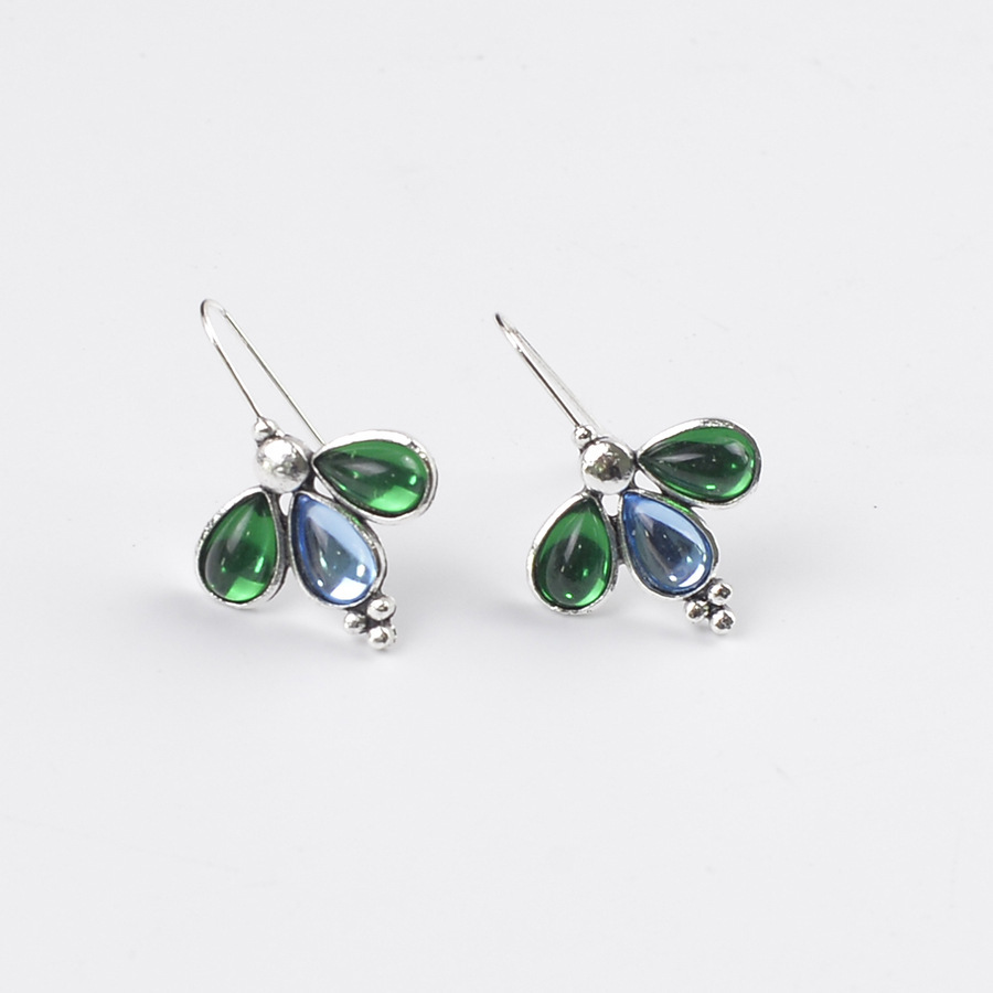 Elegant Retro Sapphire And Pearl Drop Earrings For Women_voghion.com