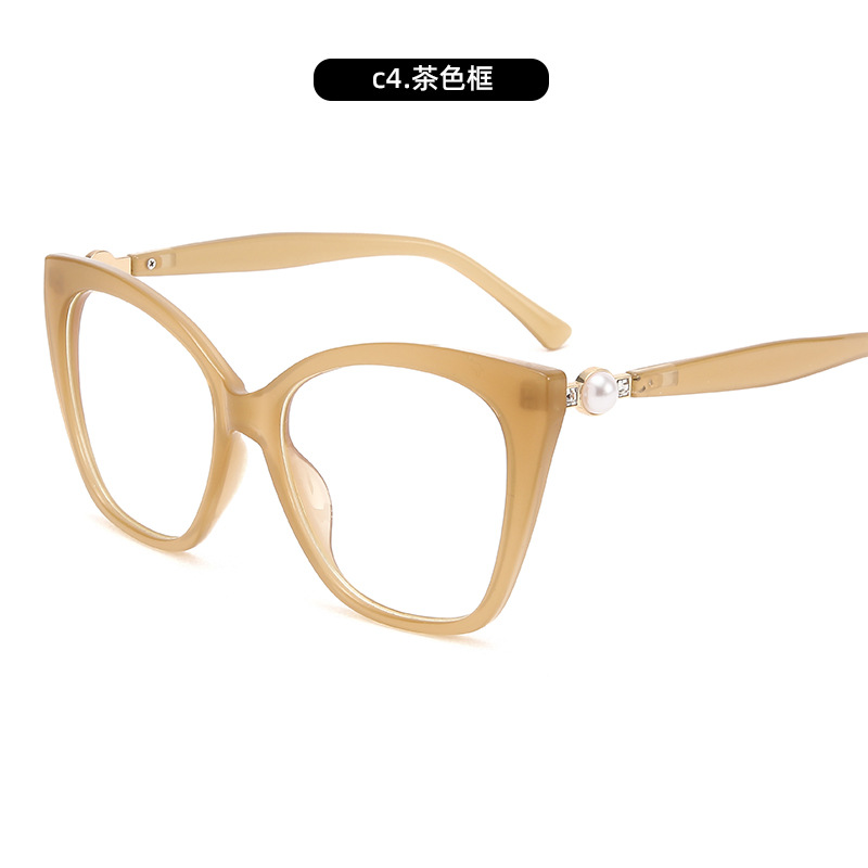 Gafas anti-luz azul de alta gama de estilo europeo y americano, marco de ojo de gato, lente de moda pequeña burguesía, marco de gafas de montura grande, transmisión en vivo