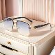 Cross-Border New Style Sunglasses for Men with Big Faces, Slimming, Driving, Anti-Uv, Advanced Half-Frame Men's Sunglasses, Square Frame