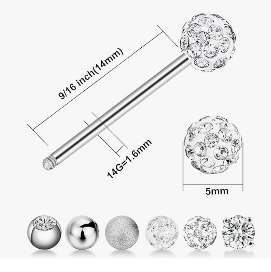 Spot zircon milk nails, turquoise milk ring mud ball breast nails, barbell milk ring body piercing jewelry chest decoration