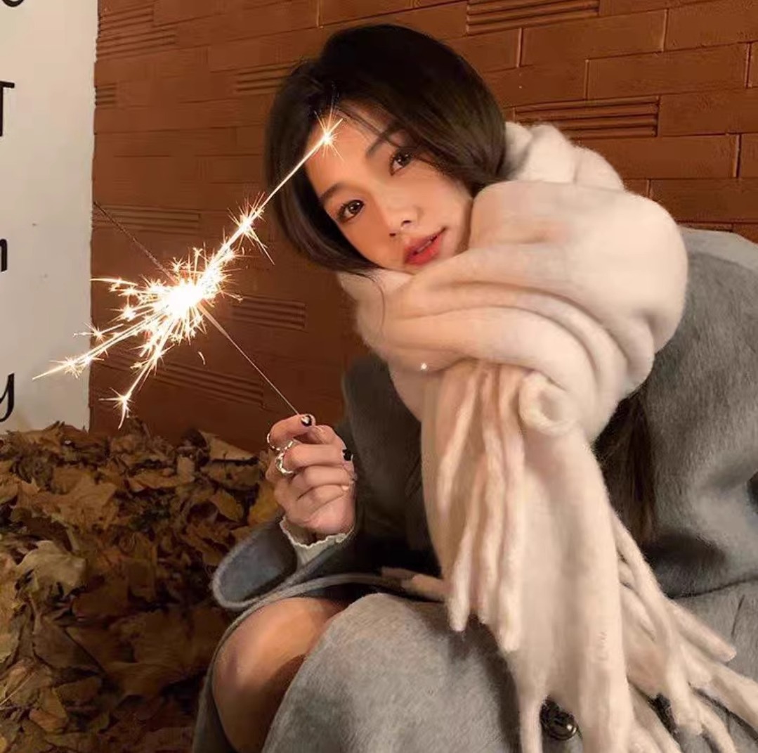 Bufanda Térmica de Color Liso con Flecos de Imitación Lana para Invierno