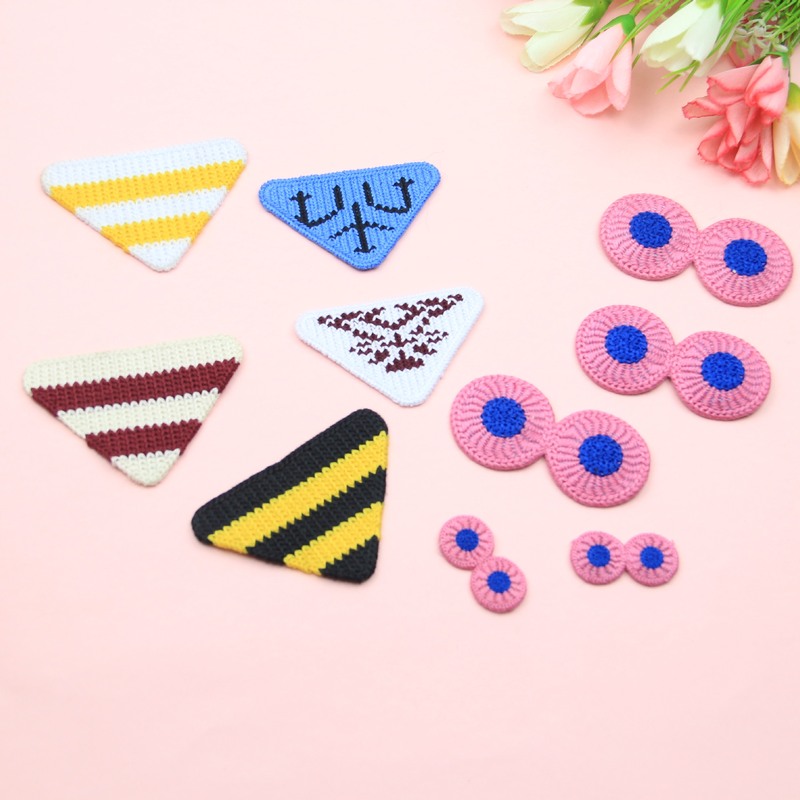 Classic imitation hand-crocheted triangular water-soluble fabric patches, large and small glasses knitted patches, clothing denim accessories, decorative fabric patches Classic imitation hand-crocheted triangular water-soluble fabric patches, large and small glasses knitted patches, clothing denim accessories, decorative fabric patches