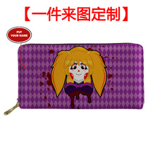 跨境创意万圣节女士钱包独立站PU拉链收纳包多卡位手拿钱夹custom