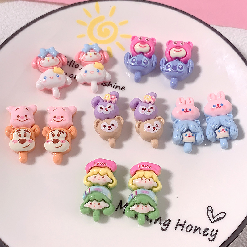 Nuevos dibujos animados cadena de animales cadena didiy accesorios de resina crema pegamento para el cabello clip de cabello botones de zapatos caso de teléfono móvil material hecho a mano