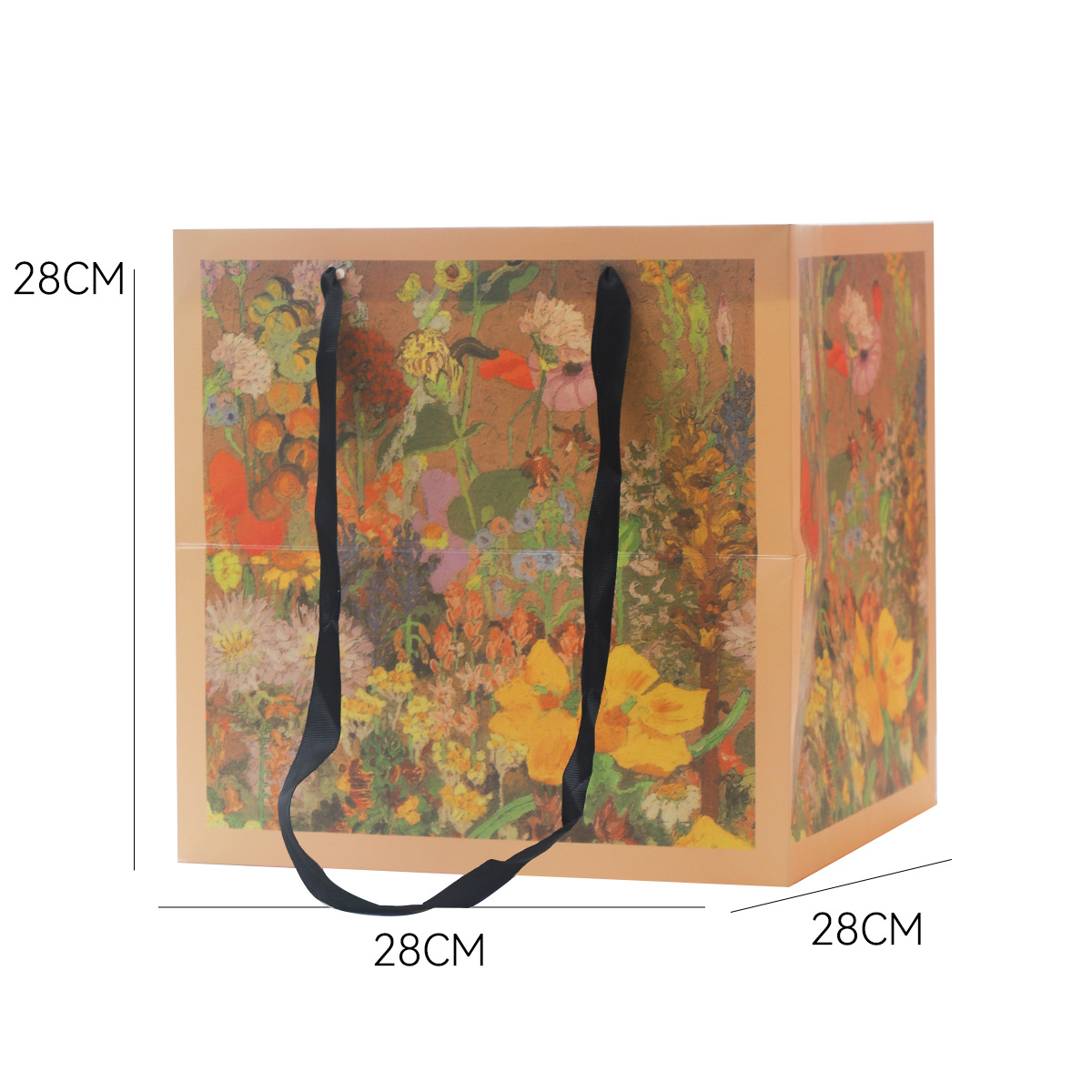 Nuevo estilo de pintura al óleo de siete colores cordier inglés bolsas de mano de flores rojas flores materiales de embalaje de flores portátiles