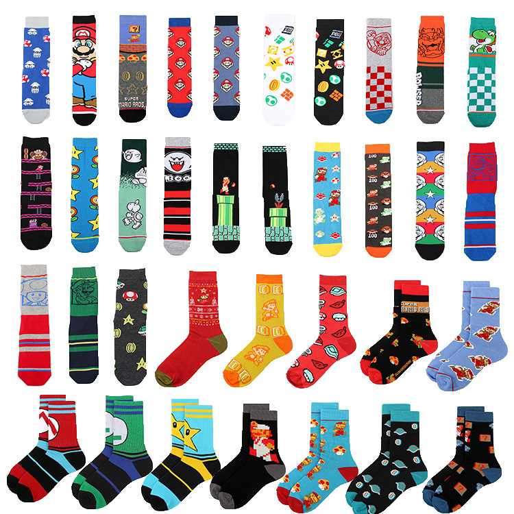 Dibujos animados juego de dibujos animados Mario Mary casual deportes jacquard pareja de algodón de mujer calcetines de media pantorrilla calcetines de moda de hombre medias