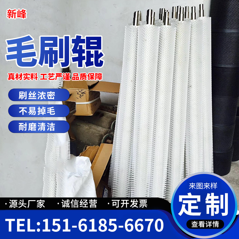 【新峰】尼龙磨料丝毛刷辊 防静电塑料毛刷辊 清洗机尼龙丝毛刷辊