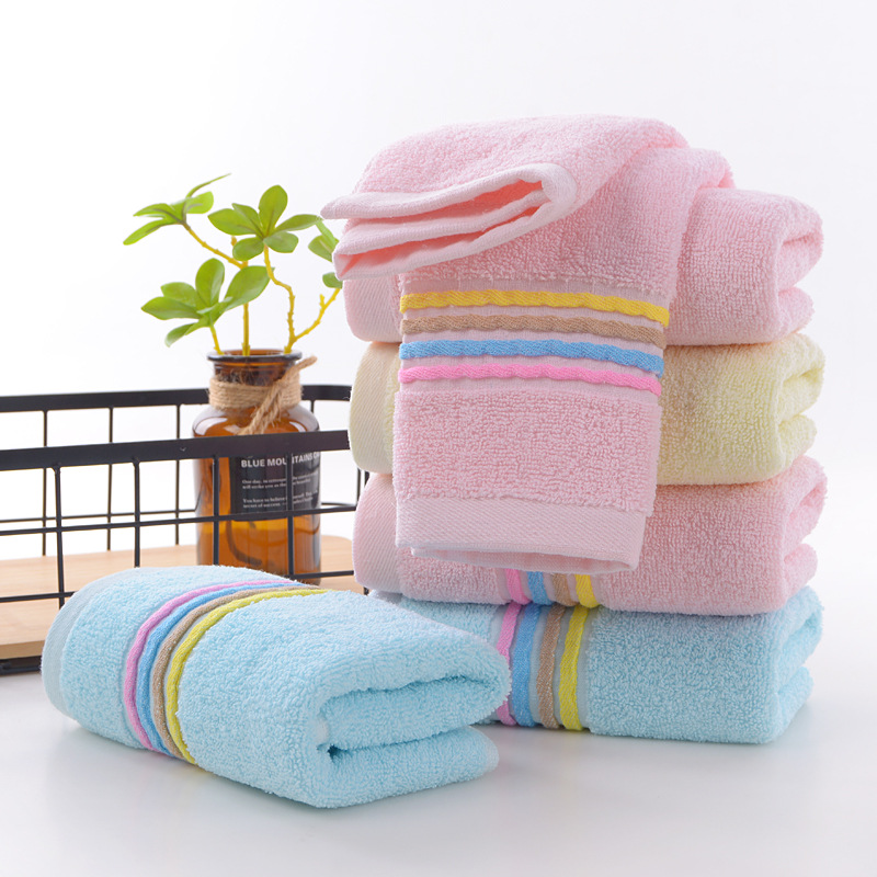 New Cotton Thickened Encryption Four-color Large Rainbow Towel Soft Absorbent Large Towel Household Stall Labor Protection Customization