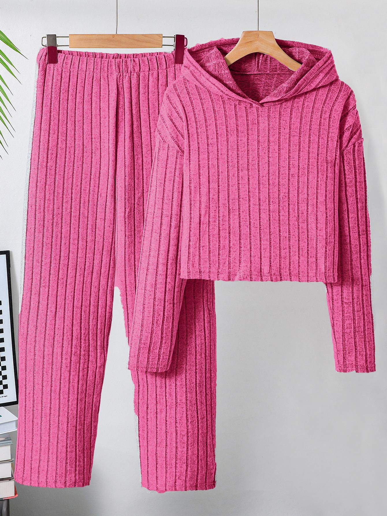 Traje de niña primavera de manga larga jersey casual de niña de punto lindo pantalones rectos suéter de niña traje de dos piezas