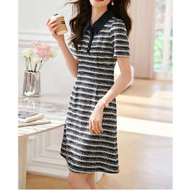 日韩休闲气质POLO领泡泡袖连衣裙2026夏新款收腰女连衣裙女