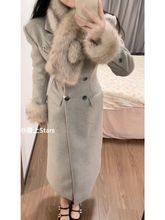 韩系高级感中长款收腰毛呢外套女冬季新款修身显瘦呢子千金感大衣