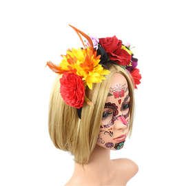 新款万圣节节日拍对发箍 玫瑰花朵发饰 欧美新娘度假头扣女