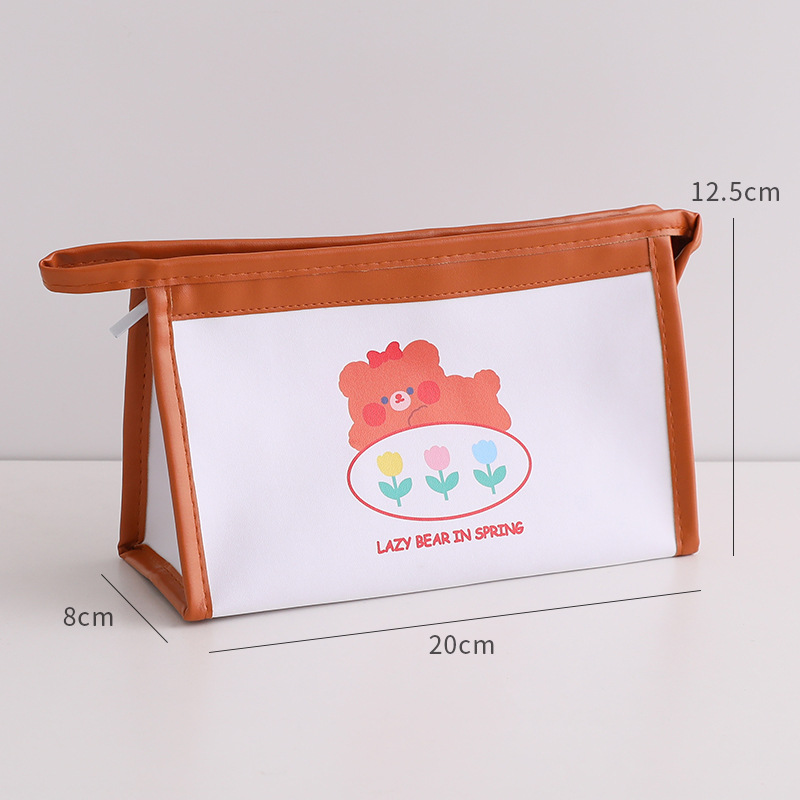 Caja de lápiz a cuadros de tablero de dibujos animados lindo simple bolsa de almacenamiento de gran capacidad para estudiantes bolsa de cosméticos de viaje portátil al por mayor