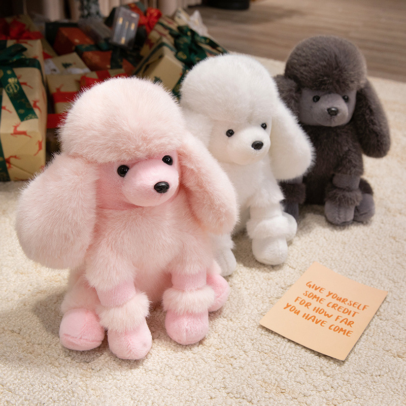 Cute juguete de peluche Poodle simulación de perro muñeca Poodle tela muñeca regalo de cumpleaños de San Valentín