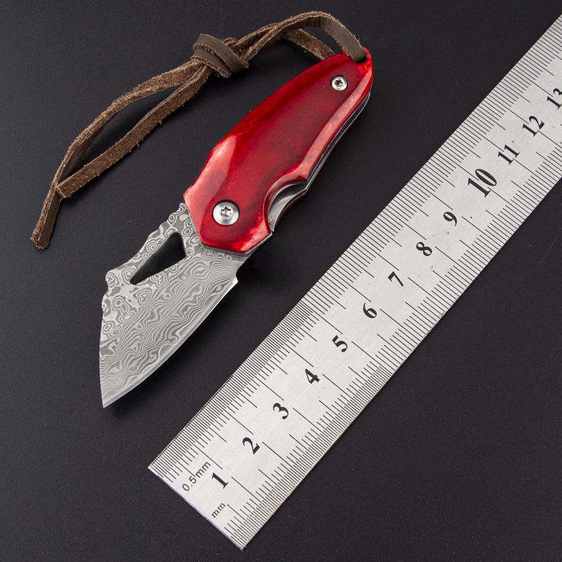 厂家批发折叠刀大马士革钢折刀野营求生小刀高硬度户外刀收藏刀