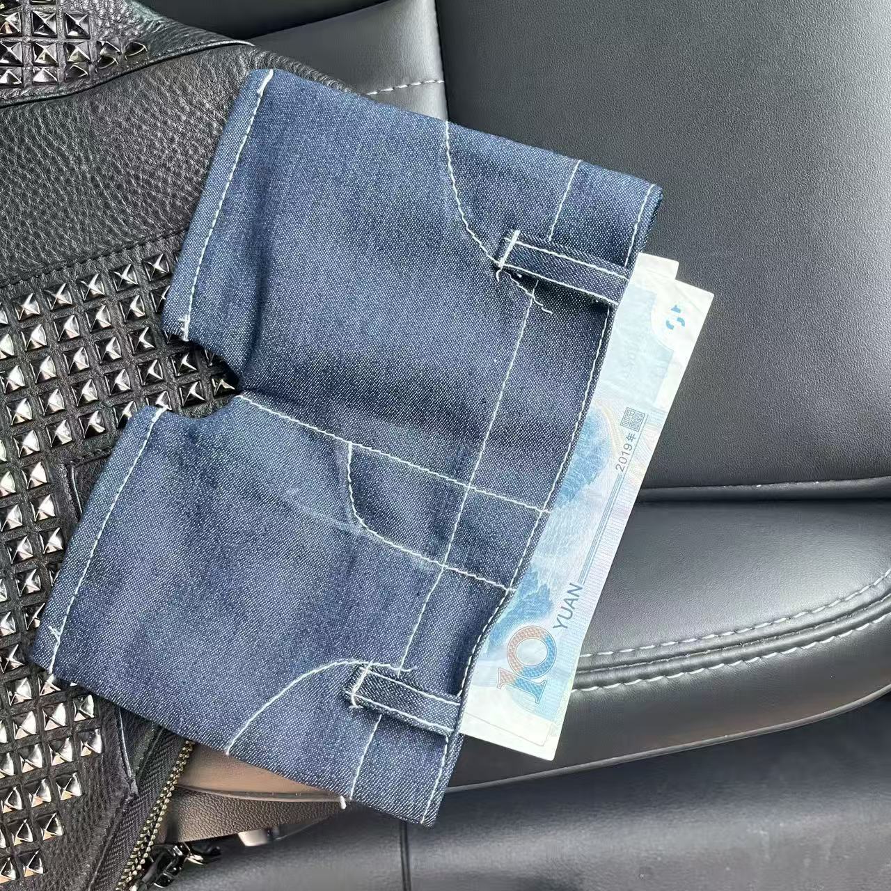 Mini Wallet Foldable Jeans Shape Coin Purse Card Holder_voghion.com