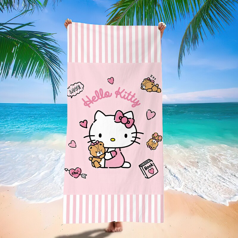 Sanrio Cartoon Beach Towel Quick-Drying Water-Absorbent Microfiber Printed Bath Towel Kidsren's Swimming Vacation Towel