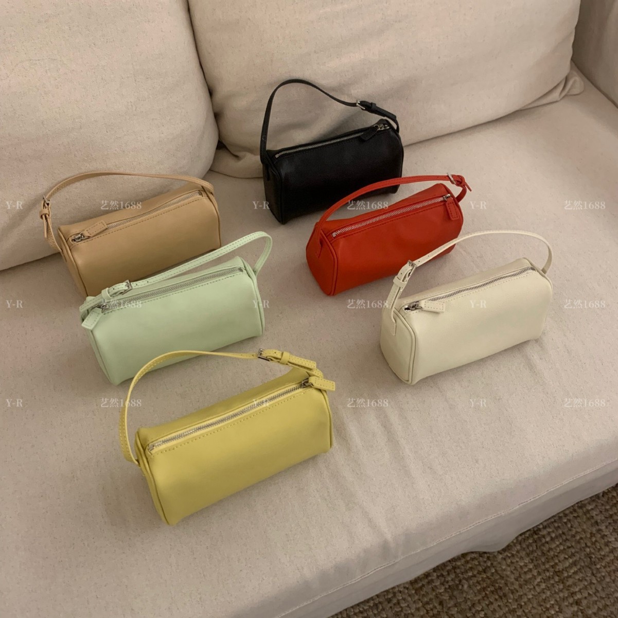 New Row Pencil Case Style Luxury Genuine Leather Women's Boston Bag Handbag Shoulder Crossbody Bag - Thumbnail 3