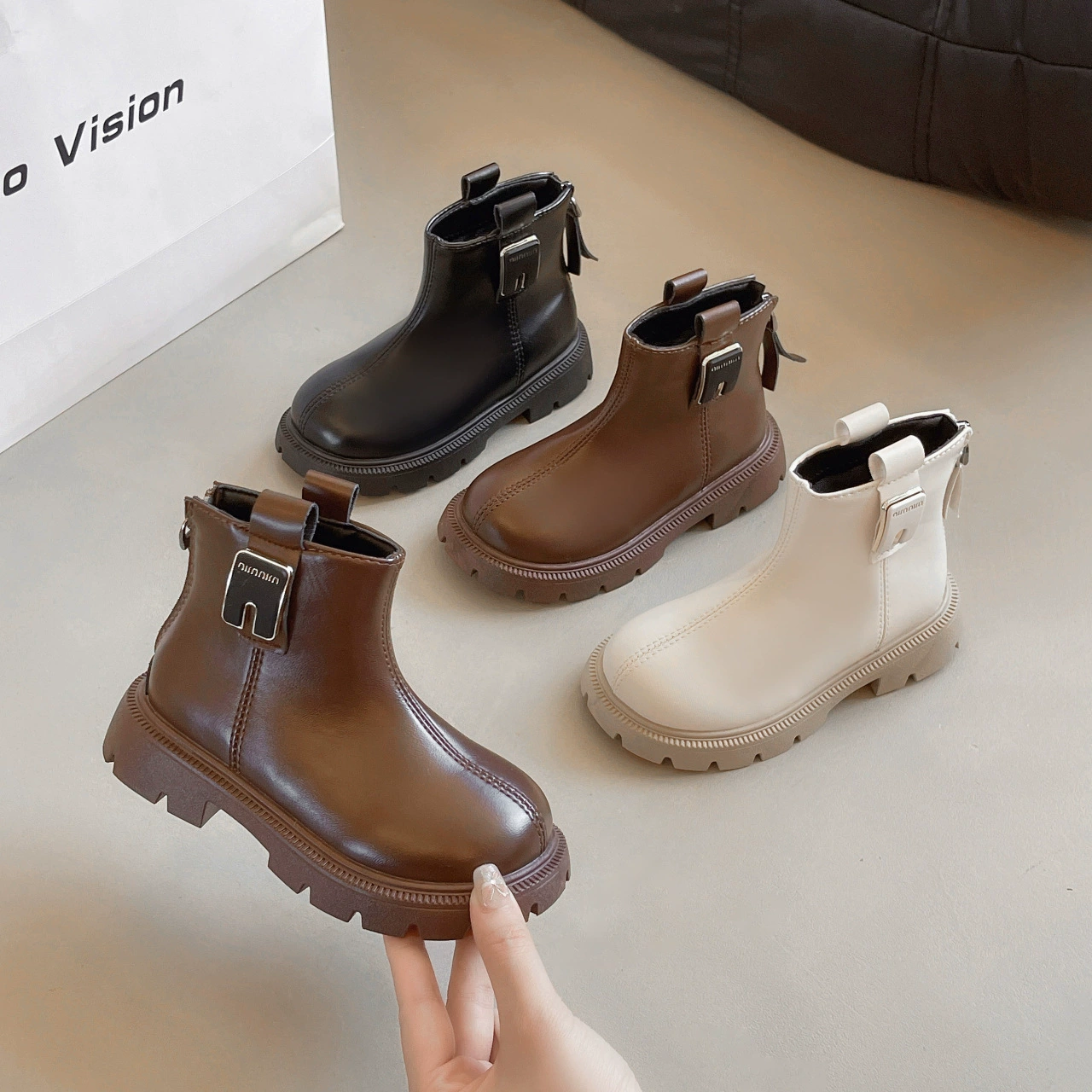 Детские ботинки Martin 2024 осень-зима новые ботинки для мальчиков короткие ботинки для девочек черные ботинки с мягкой подошвкой ботинки для девочек в британском стиле