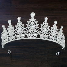 跨境皇冠头饰新娘发饰高级感欧美王冠巴洛克绿色红色夸张首饰