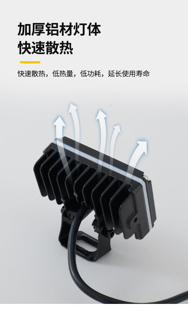 Motorcycle Spotlight Strobe Light Headlight Square Dual-Eye with Halo