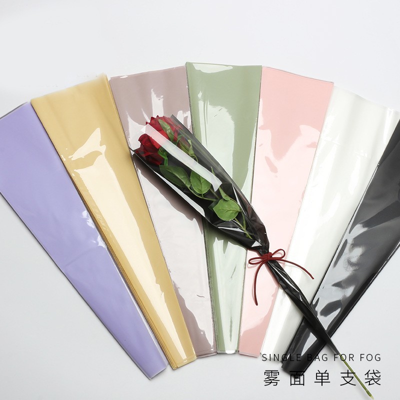 Flor de San Valentín macarón flor de color sólido bolsa única transparente material de embalaje de flores materiales de flor