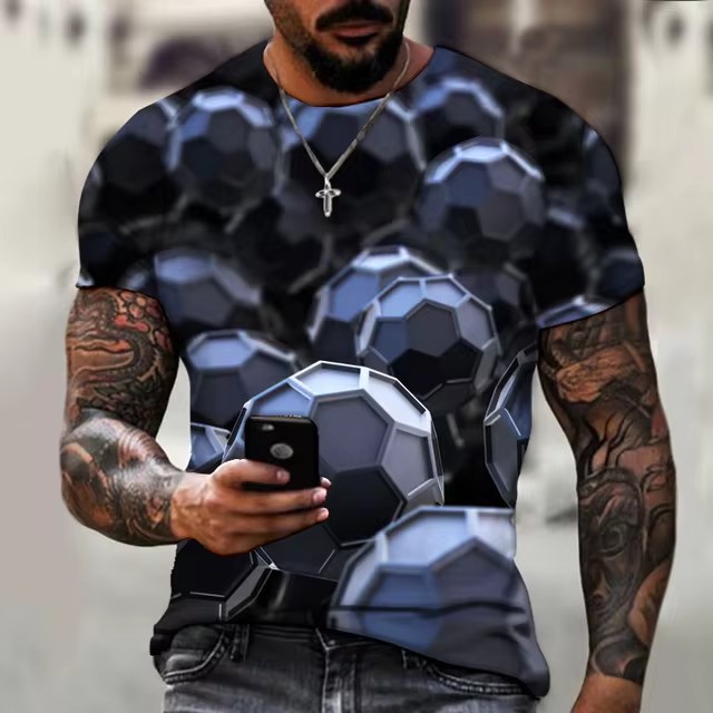 Tecnología genial, armadura, impresión 3D, spot 2024, camiseta de hombre transpirable de manga corta con cuello redondo suelto casual de moda