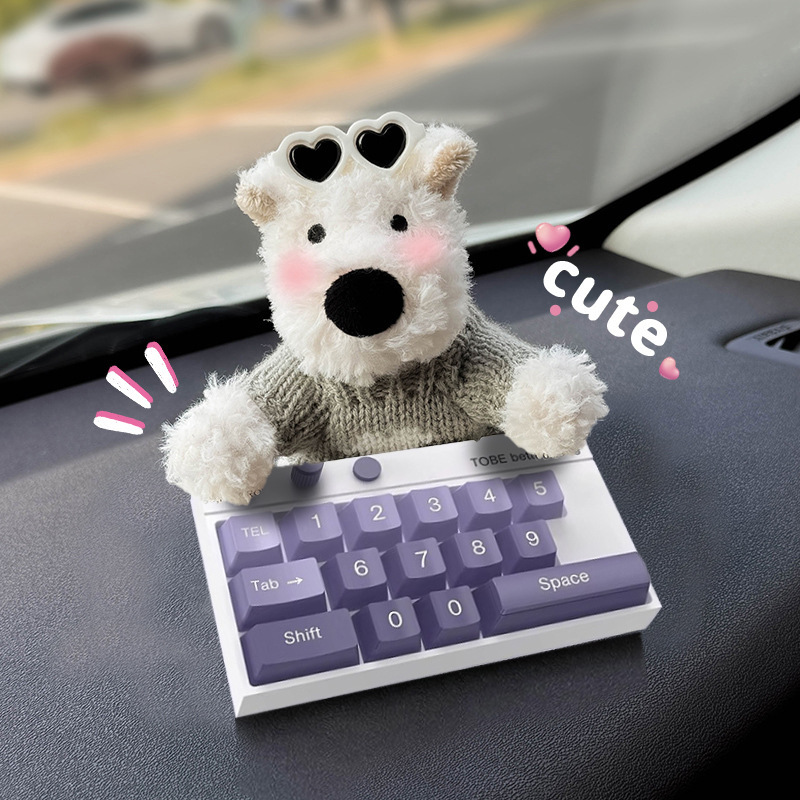 Tarjeta de estacionamiento temporal del automóvil lindo West Highland Puppy Keyboard Teléfono del automóvil Número de matrícula Decoración del automóvil Mover el automóvil