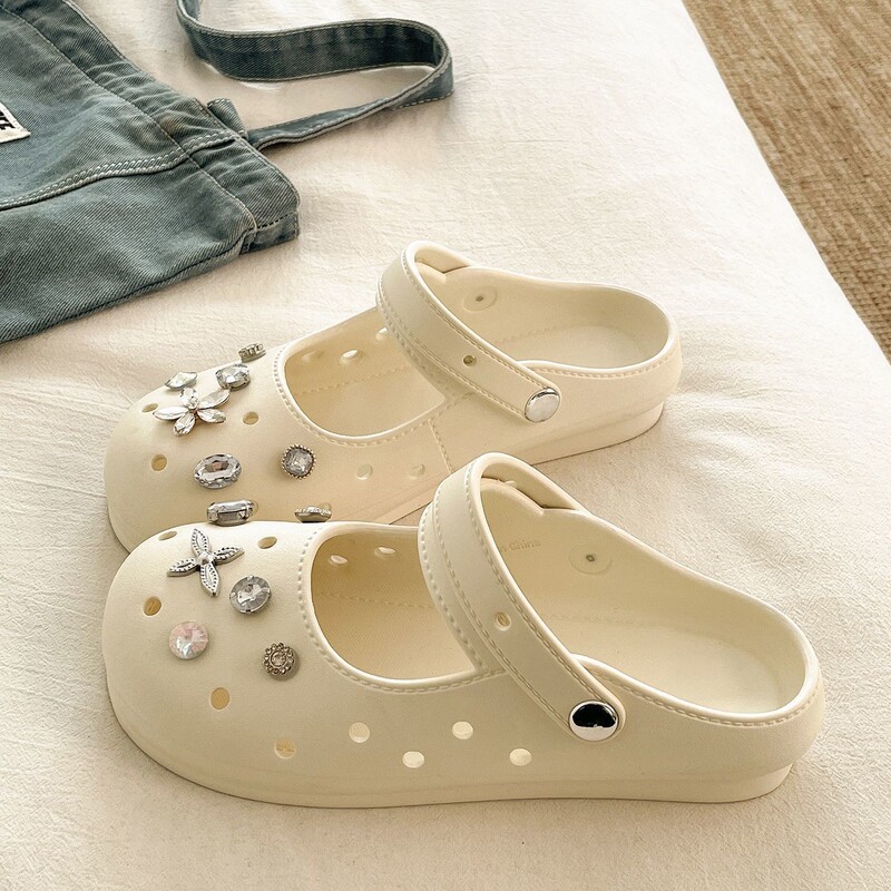 【Looks Great in Photos】Sweet and Cool Galaxy Diamond Floral Closed-Toe Slippers Y2K Millennium Hot Girl Eva Versatile Sandals for Women Summer 【Looks Great in Photos】Sweet and Cool Galaxy Diamond Floral Closed-Toe Slippers Y2K Millennium Hot Girl Eva Versatile Sandals for Women Summer
